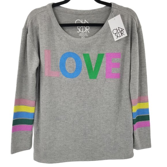 Chaser Sweaters - Chaser Grey Love Knit Raglan Pullover